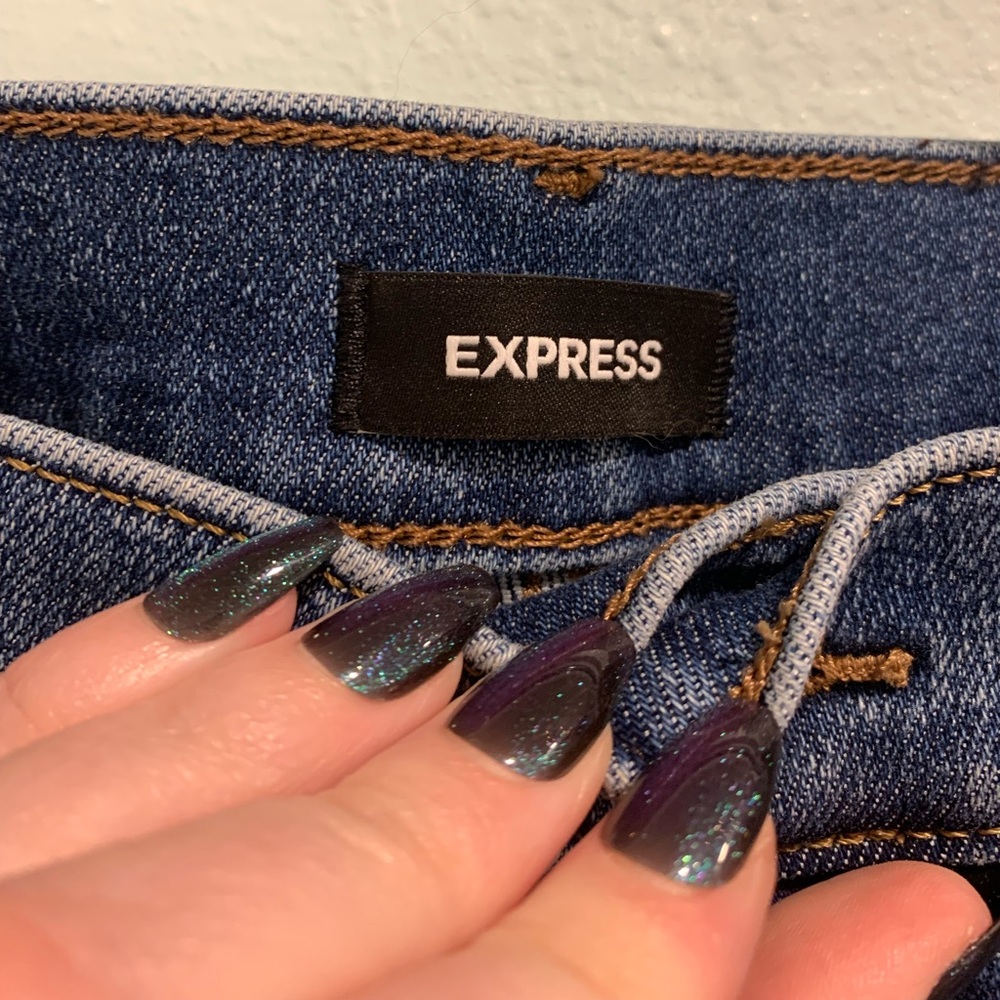 Express Skyscraper Mid Rise Blue Jeans - Picture 4 of 6